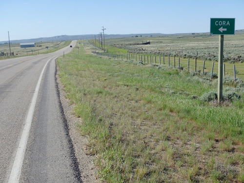 GDMBR: The Cora Post Office is about 300 yards to the left.